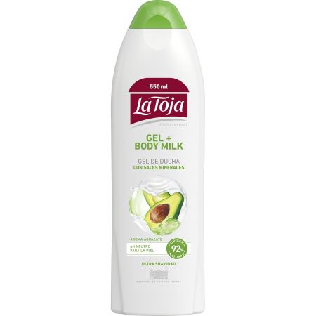 La Toja Gel + Body Milk Gel De Ducha Con Sales Minerales Gel de ducha hidratante ultrasuavidad con aroma a aguacate con sales minerales 550 ml