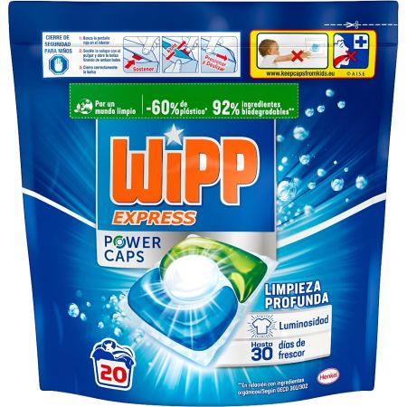 Wipp Express Detergente Power Caps Limpieza Profunda Detergente en cápsulas para una limpieza profunda