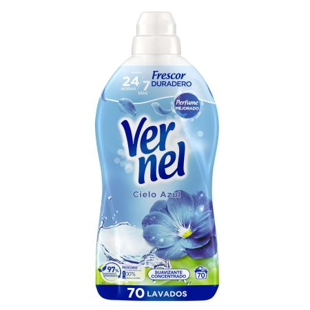 Vernel Cielo Azul Suavizante Concentrado Suavizante concentrado líquido aroma y frescor duradero 24 horas 70 lavados 1260 ml