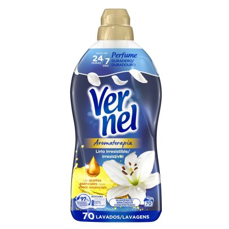 Vernel Aromaterapia Lirio Suavizante Concentrado Suavizante concentrado líquido aroma duradero con aceites esenciales 70 lavados 1260 ml