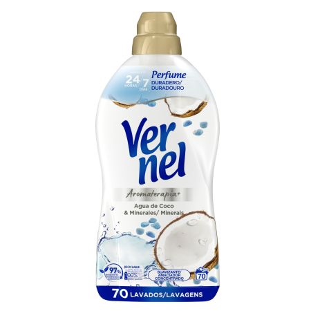 Vernel Aromaterapia+ Agua De Coco & Minerales Suavizante Suavizante concentrado líquido aroma duradero 24 horas 70 lavados 1260 ml