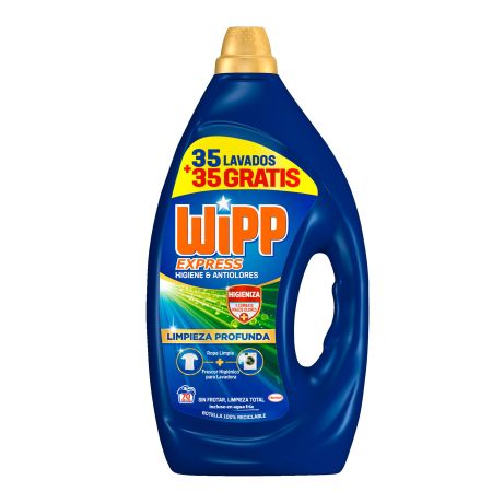 Wipp Express  Detergente liquido maquina limpieza profunda higiene anti-olores 35+35=70 dosis 3,150 ml