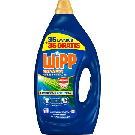 Wipp Express Detergente Limpieza Profunda Higiene & Antiolores Detergente líquido limpia eficazmente eliminado incluso las manchas más difíciles
