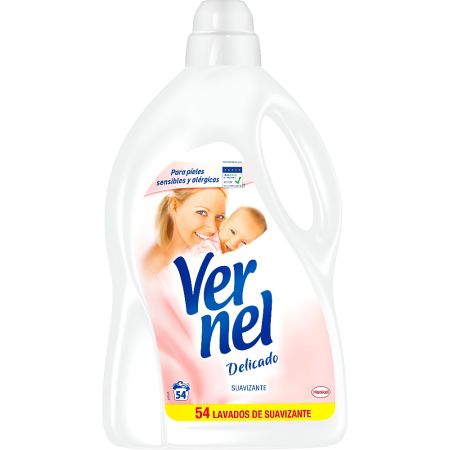 Vernel Delicado Suavizante Suavizante líquido con aroma y frescor duradero 54 lavados 2430 ml