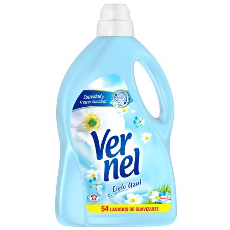 Vernel Cielo Azul Suavizante Suavizante líquido ropa suave y llena de frescor duradero 54 lavados 2430 ml