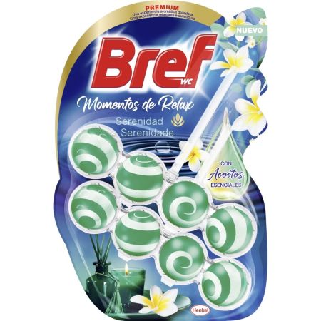 Bref Colgador Wc Momentos De Relax Serenidad Premium Duplo Colgador wc neutralizador de olores ofrece limpieza frescor y aroma relajante protegiendo contra la cal 2x50 gr