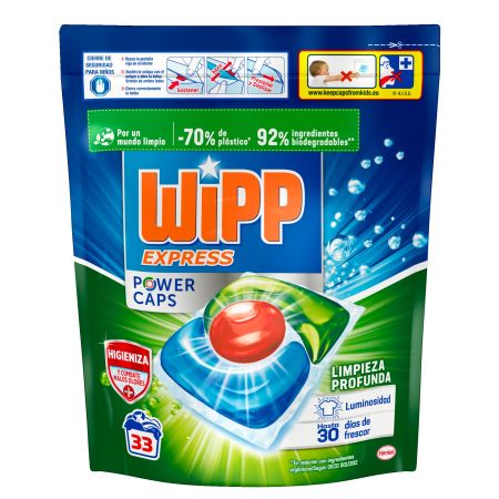 Wipp Express Detergente Power Caps Limpieza Profunda Higieniza Detergente en cápsulas combate malos olores para limpieza profunda