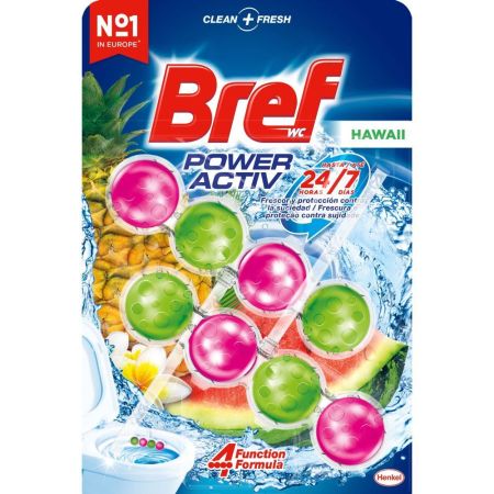 Bref Colgador Wc Power Activ Escapes Hawaii Colgador wc neutralizador de olores ofrece limpieza frescor y aroma duradero a flores hawaianas protegiendo contra la cal 50 gr