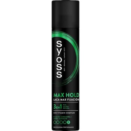 Syoss Max Hold Laca Max Fijación 3en1 Nº5 Laca fijadora extrafuerte de secado rápido se elimina con el cepillado 48 horas 300 ml