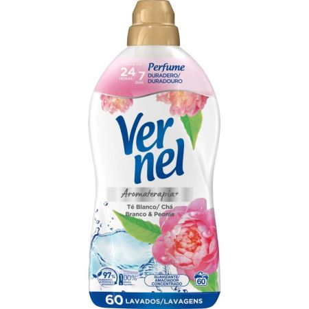Vernel Aromaterapia+ Té Blanco & Peonía Suavizante Concentrado Suavizante concentrado ofrece suavidad con aroma duradero 24 horas 1008 ml 60 lavados