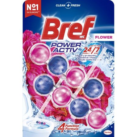 Bref Colgador Wc Power Activ Flower Colgador wc con espuma limpiadora fórmula antical protector contra la suciedad y frescor extra