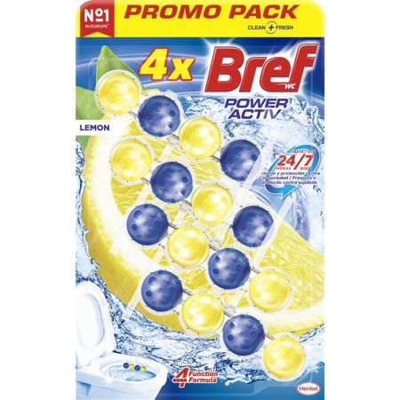 Bref Colgador Wc Power Activ Lemon Formato Especial Colgador wc neutralizador de olores ofrece limpieza frescor y aroma duradero a limón 4 uds