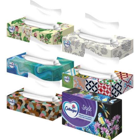 Colhogar Caja De Pañuelos Style Caja de pañuelos de 3 capas y doble apertura con bonito diseño 66 uds