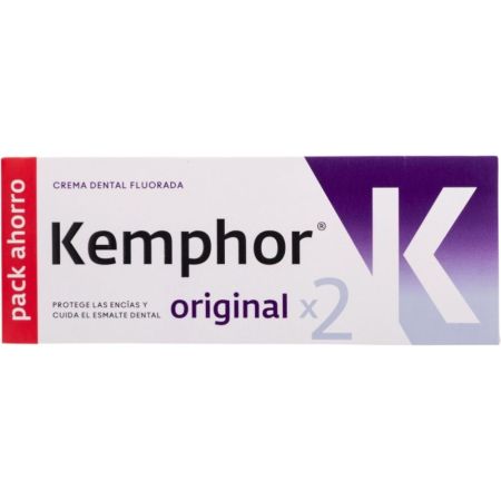 Kemphor Original Crema Dental Fluorada Duplo Pack Ahorro Pasta de dientes con flúor protege las encías y cuida el esmalte 2x75 ml