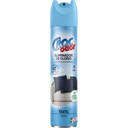 Croc Odor Ambientador Textil Eliminador De Olores Ambientador para hogar y tejidos con aroma fresco a álgodón ideal para sofás almohadas alfombras cortinas o cojines 300 ml