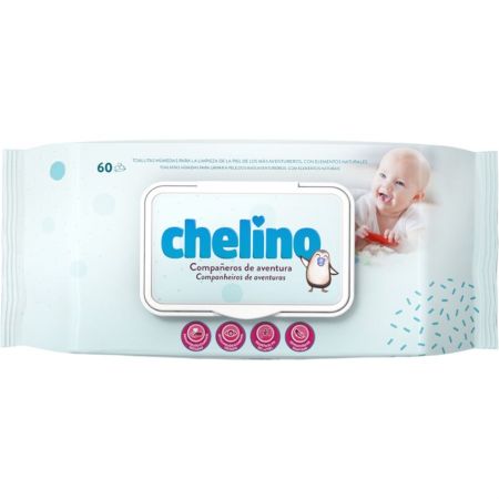 Chelino Compañeros De Aventura Toallitas Húmedas Toallitas húmedas de tacto suave y gran tamaño respetan el ph de la piel para una limpieza delicada 60 uds