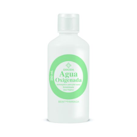 Benito Parraga Agua Oxigenada Oxicida Agua oxigenada estabilizada antiséptico para piel sana 250 ml