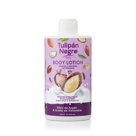 Tulipan Negro Elixir De Argán & Aceite De Almendras Body Lotion Loción hidratante para una intensa hidratación con aroma suave y refrescante 400 ml