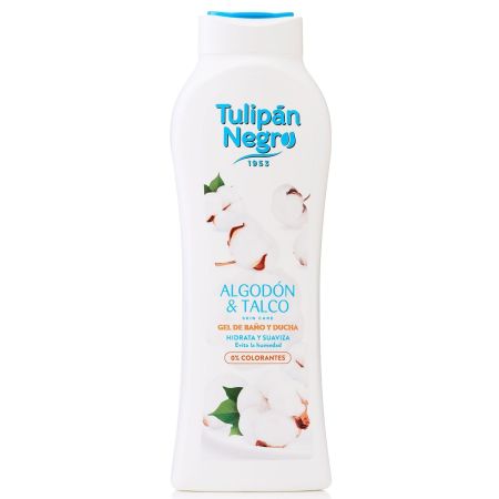 Tulipan Negro Algodón & Talco Gel De Baño Y Ducha Gel de ducha sin colorantes hidrata suaviza y evita la humedad 650 ml