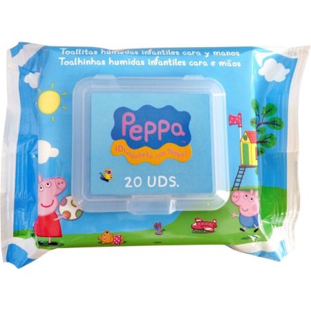 Peppa Pig Toallitas Húmedas Infantiles Cara Y Manos Toallitas húmedas infantiles limpian la cara y las manos de manera higiénica y agradable 20 uds