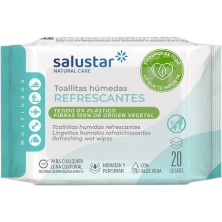 Salustar Toallitas Húmedas Refrescantes Toallitas húmedas refrescantes biodegradables limpian y refrescan prácticas para llevar 20 uds