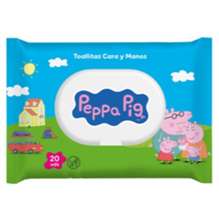 Peppa Pig Toallitas Cara Y Manos Toallitas húmedas infantiles limpian la cara y las manos de manera higiénica y agradable 20 uds