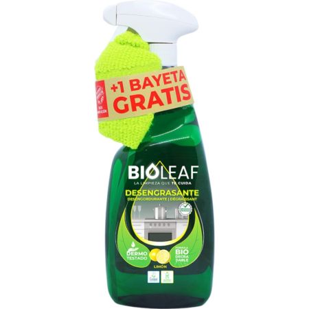Bioleaf Limón Desengrasante+Bayeta Gratis Pack regalo elimina a fondo toda la suciedad y grasa incrustada de cualquier superficie con aroma a limón 750 ml