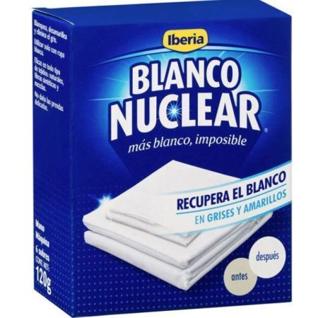 Iberia Blanqueador En Sobres Blanco Nuclear Blanqueador recupera en 1 lavado el blanco original de la ropa en grises y amarillos 6 uds