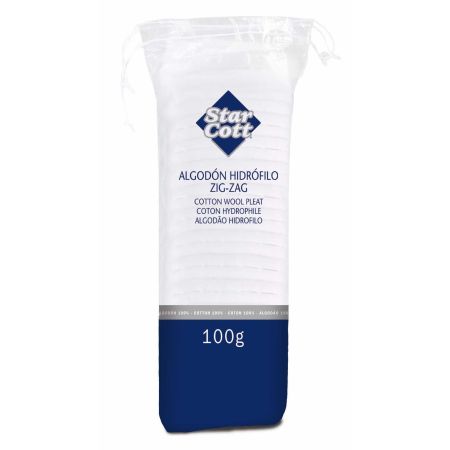 Star Cott Algodón Hidrófilo Zig-Zag Algodón ideal para aplicar cremas y desinfectantes líquidos 100 gr