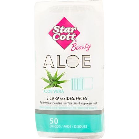 Star Cott Aloe Discos Desmaquillantes Discos desmaquillantes cuadrados de aloe vera 50 uds