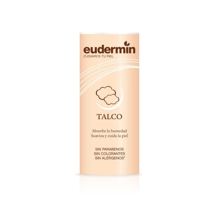 Eudermin Talco Polvo de talco sin parabenos corporal absorbe la humedad suaviza y cuida la piel 200 gr