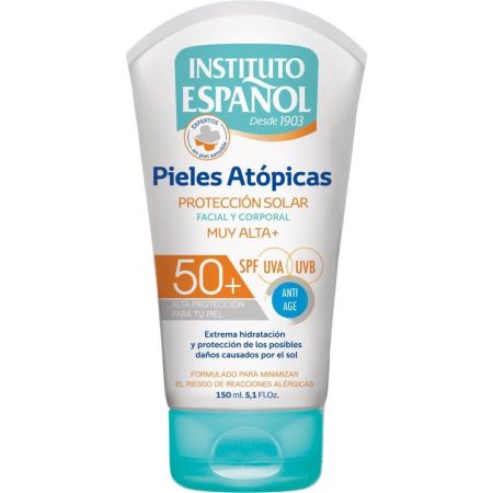 Instituto Español Pieles Atópicas Protección Solar Spf 50+ Crema solar de rápida absorción hidrata previene el envejecimiento y minimiza reacciones 150 ml