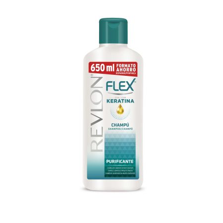 Flex Purificante Keratina Champú Formato Ahorro Champú proporciona un brillo duradero para cabellos grasos 650 ml