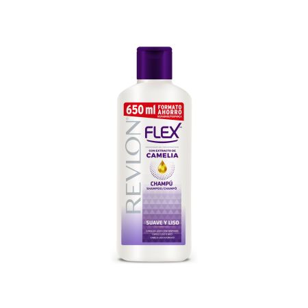 Flex Suave Y Liso Champú Con Extracto De Camelia Champú ofrece extra de suavidad y brillo para cabellos lisos y/o encrespados 650 ml