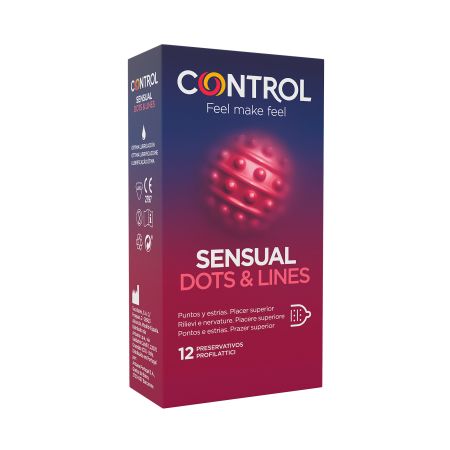 Control Sensual Dots & Lines Preservativos Preservativos para mayor estimulación gracias a sus delicados puntos y estrías 12 uds