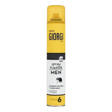 Giorgi Men Spray Fijador Nº6 Laca fijadora sin siliconas mantiene el peinado y lo protege de la humedad acabado natural y manejable