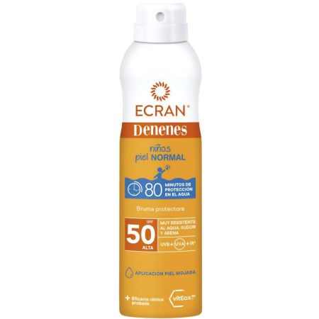 Ecran Denenes Bruma Protectora Niños Piel Normal Spf 50 Protector solar refuerza las defensas antioxidantes de la piel 250 ml