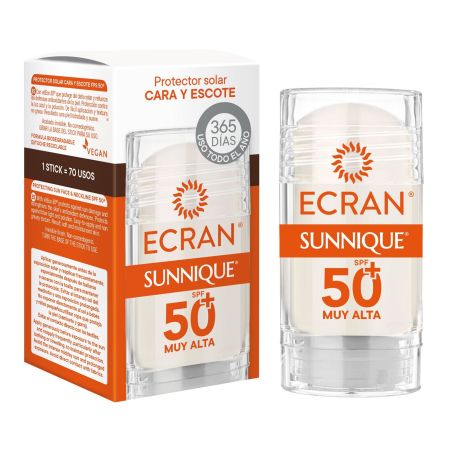 Ecran Sunnique Protector Solar Cara Y Escote Spf 50+ Protector solar de rostro y escote refuerza las defensas antioxidantes 30 ml