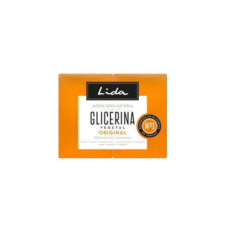 Lida Glicerina Vegetal Original Jabón 100% Natural Duplo Jabón de manos hidrata y limpia 2x125 gr