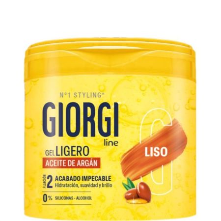 Giorgi Aceite De Argán Liso Gel Ligero Fijación 2 Gel ligero capilar nutre intensamente ofreciendo acabado pulido y definido para todo tipo de cabellos 400 ml