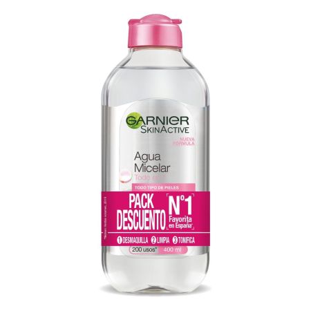 Garnier Skin Active Agua Micelar Todo En 1 Duplo Pack Descuento Agua micelar sin perfume desmaquilla limpia y tonifica 2x400 ml