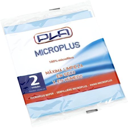 Pla Bayeta Microplus Bayeta de micofibra de gran absorción ideal para limpieza en seco y húmedo de superficies delicadas 45x40 cm 2 uds
