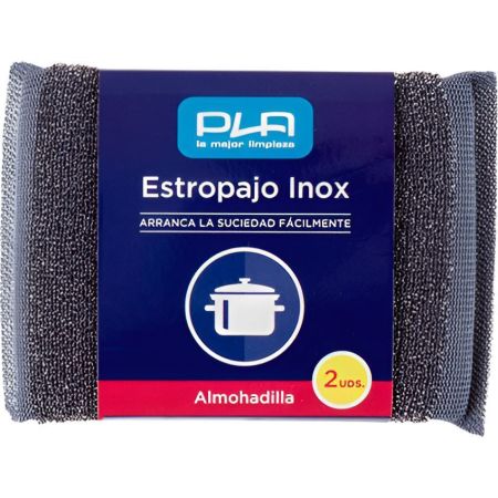 Pla Inox Estropajo Estropajo inoxidable con almohadilla suave y manejable arranca la suciedad fácilmente sin retener olores 2 uds