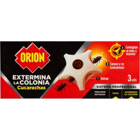 Orion Insecticida Extermina Colonia Cucarachas Cebo Profesional Insecticida contra cucarachas contamina y contagia el nido acabando con la plaga en pocos días 3 uds