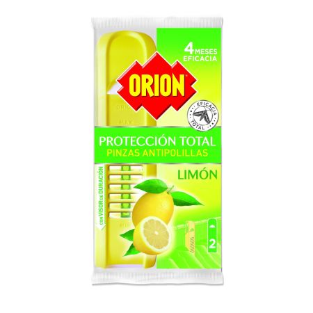 Orion Protección Total Pinzas Antipolillas Limón Pinzas antipolillas con fragancia duradera y 4 meses de eficacia 2 uds