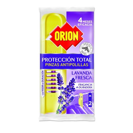 Orion Protección Total Pinzas Antipolillas Lavanda Fresca Pinzas antipolillas con fragancia duradera y 4 meses de eficacia 2 uds