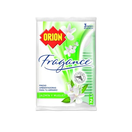 Orion Fragance Pinzas Ambientadoras Jazmín Y Muguet Pinzas antipolillas ambientadas para armario 3 meses de eficacia 2 uds