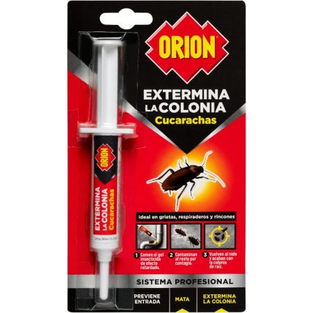 Orion Insecticida Extermina Colonia Cucarachas Sistema Profesional Insecticida con efecto retardado contra cucarachas contamina y contagia el nido acabando con la plaga en pocos días 10 gr