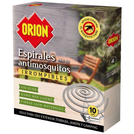 Orion Espirales Antimosquitos Irrompibles Insecticida espiral antimosquitos antiolor fibras 100% natural 10 uds