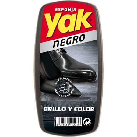 Yak Limpia Calzado Instant Esponja limpia impermeabiliza y abrillanta al instante para calzado de piel negra